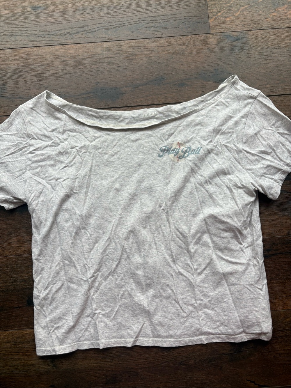 Hollister Light Gray 'Play Ball' Scoop Neck Tee